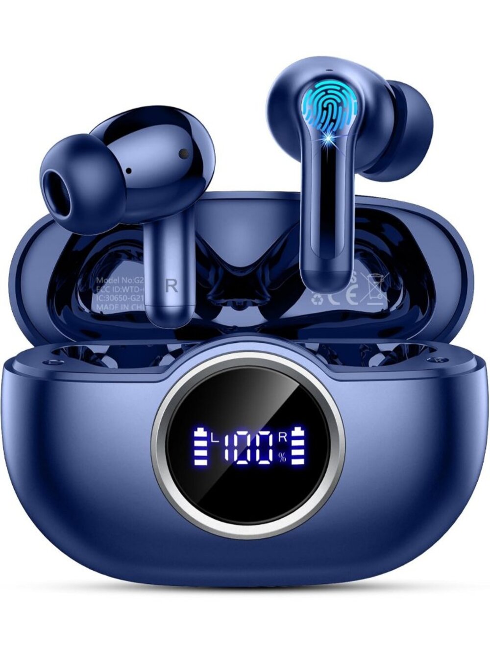 Wireless Blue Bass-3.0 3D-Stereo Noise Cancelling 40Hrs Bluetooth 5.4 Earbud